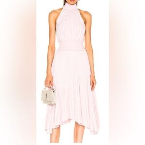 A.L.C Renzo B Pleated Sleeveless Smocked Midi Dress in Pale Pink Size 8.